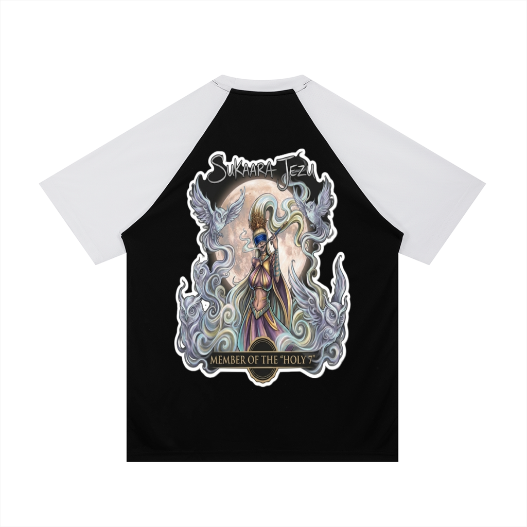 SMOKE GODDESS Contrast Raglan Sleeve Mesh T-Shirt