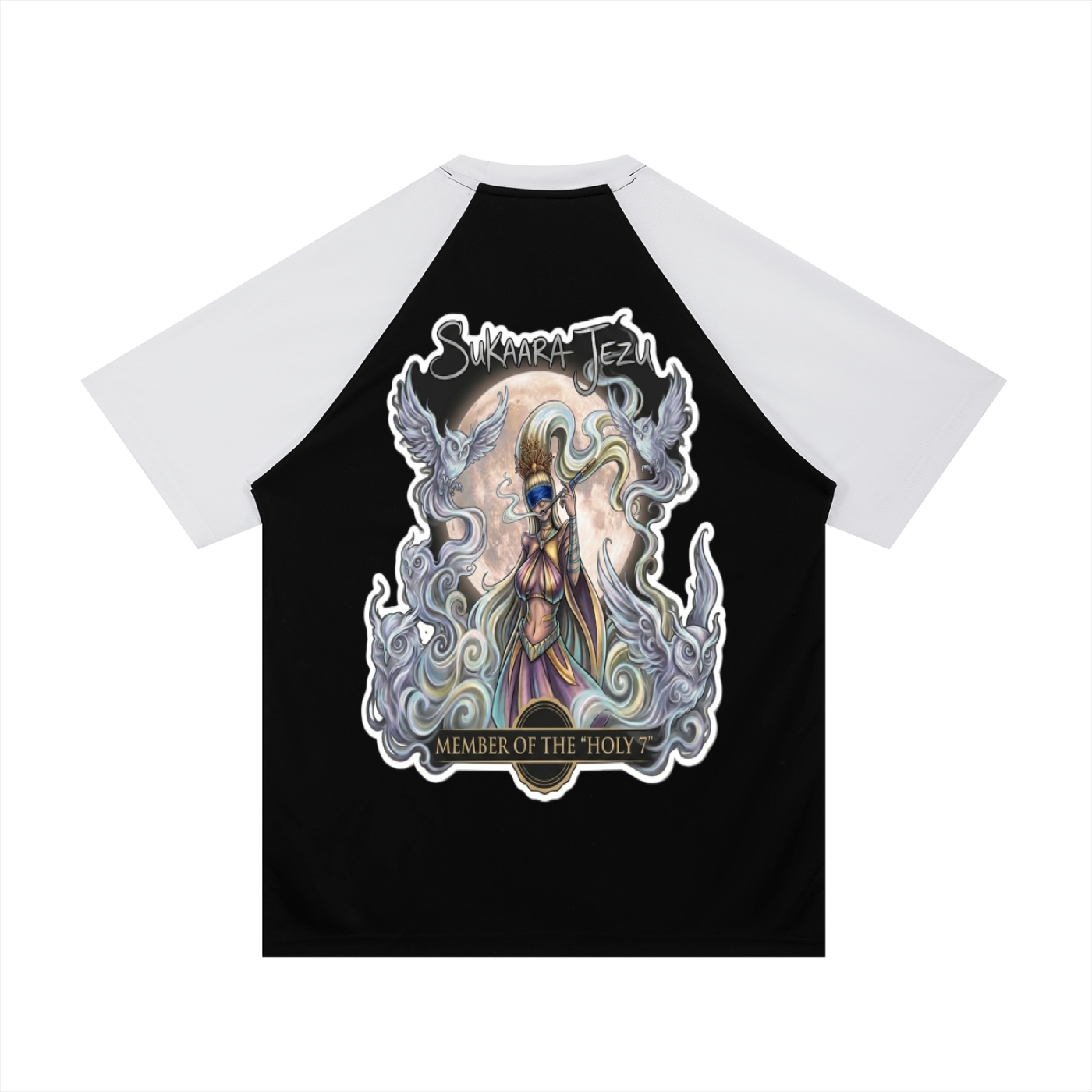 SMOKE GODDESS Contrast Raglan Sleeve Mesh T-Shirt