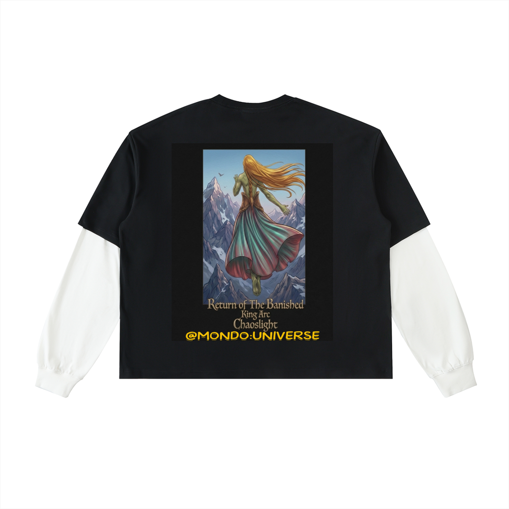 Layered Contrast Sleeve Cotton T-Shirt