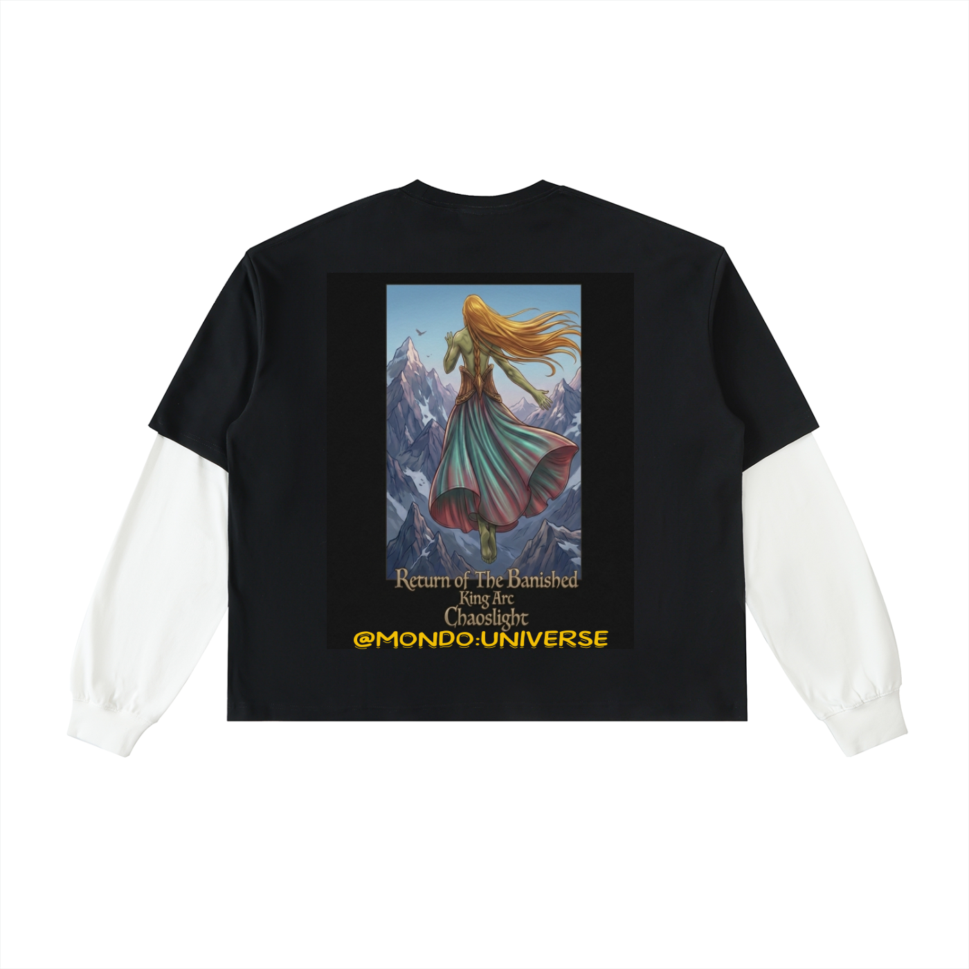 Layered Contrast Sleeve Cotton T-Shirt