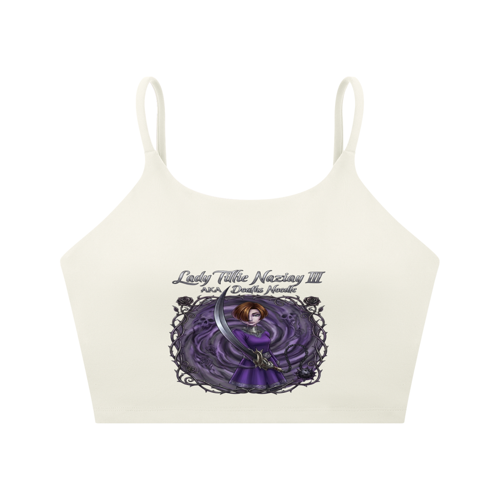 LADY DEATHS NEEDLE Spaghetti Strap Yoga Sports Bra