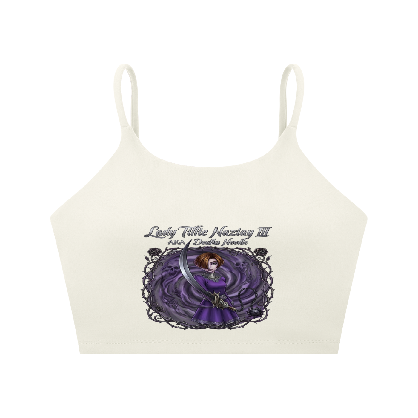 LADY DEATHS NEEDLE Spaghetti Strap Yoga Sports Bra