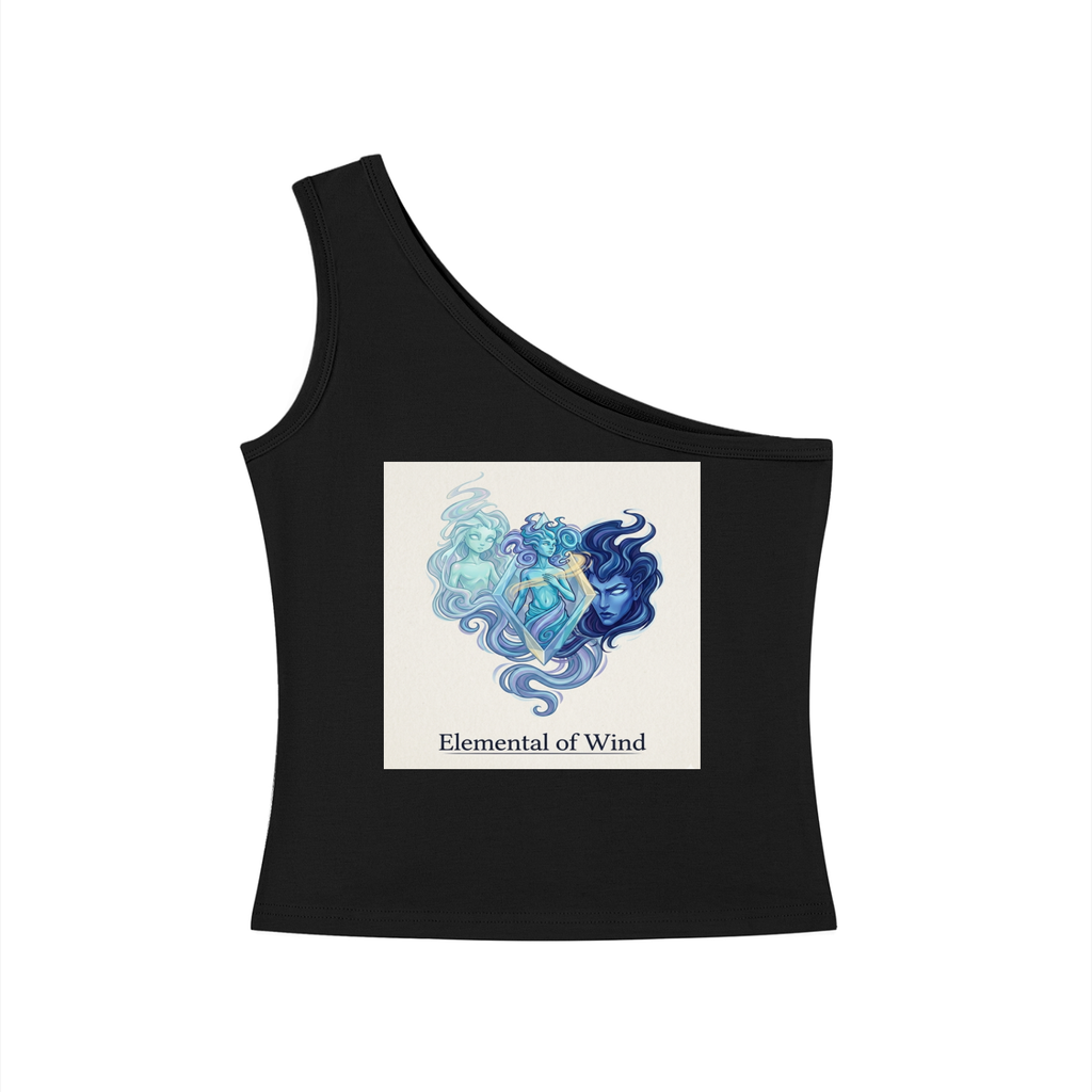 ELEMENTAL OF WIND/ 3 STAGES OF FREEDOM (LIFE) Women's One-Shoulder Crop T-Shirt