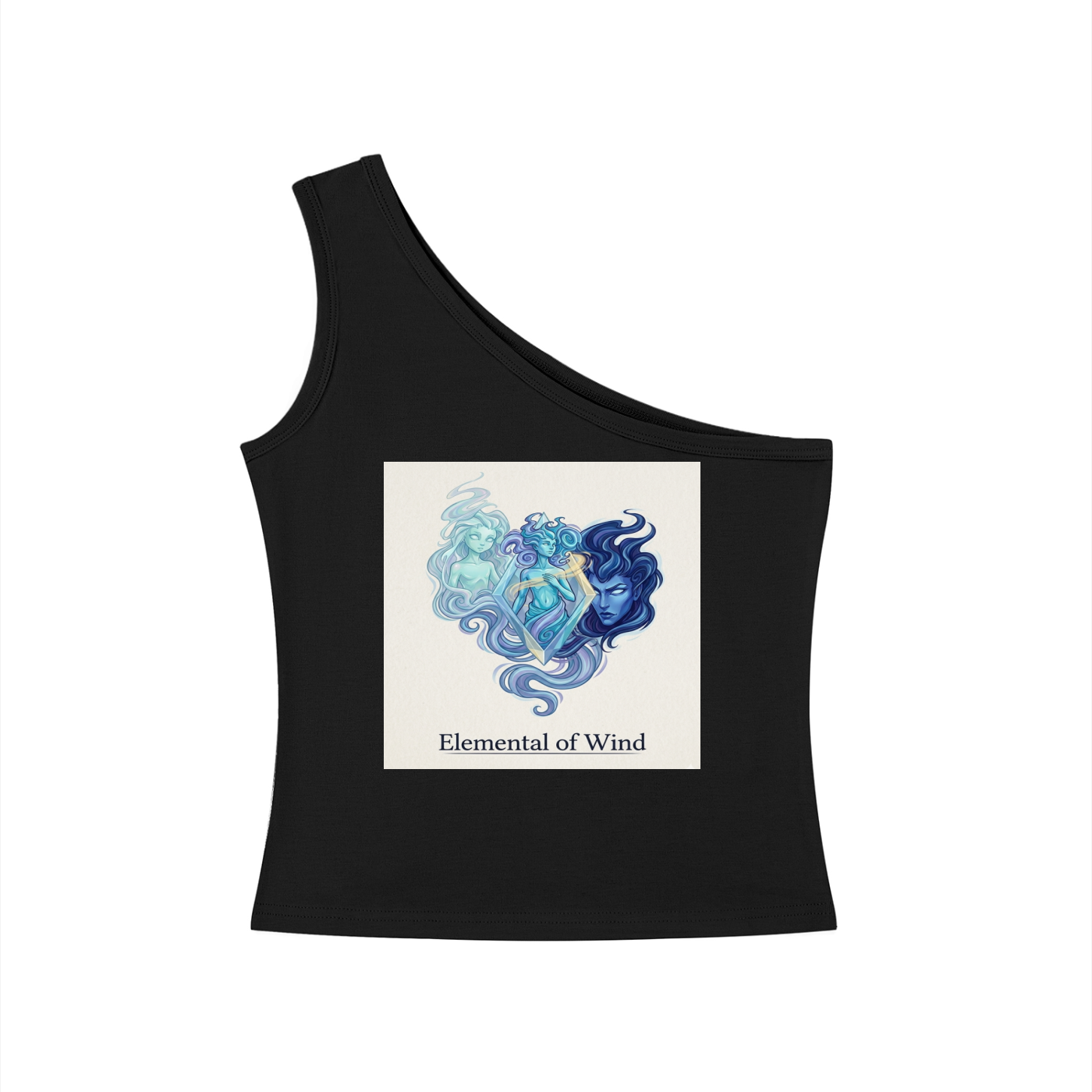 ELEMENTAL OF WIND/ 3 STAGES OF FREEDOM (LIFE) Women's One-Shoulder Crop T-Shirt