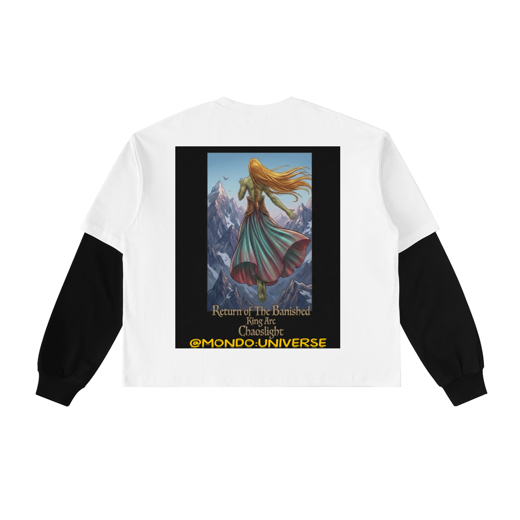 Layered Contrast Sleeve Cotton T-Shirt