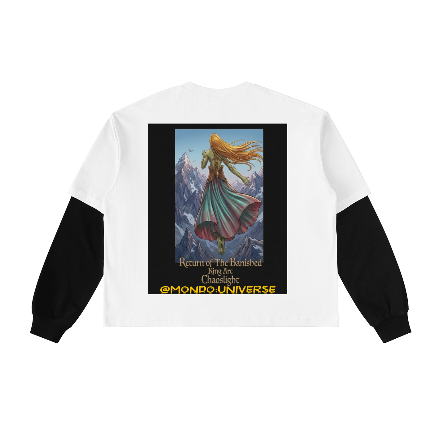 Layered Contrast Sleeve Cotton T-Shirt