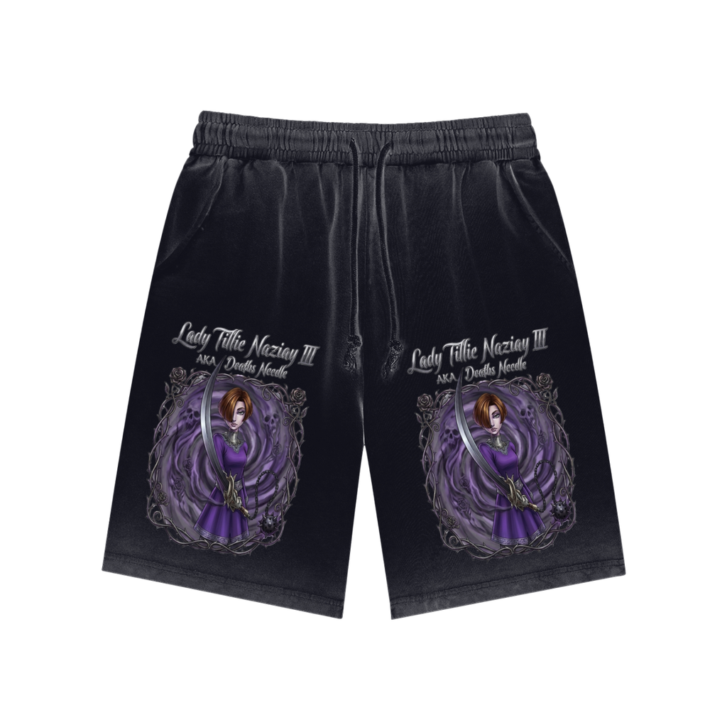 LADY DEATHS NEEDLE Reverse Dyed Sweatshorts