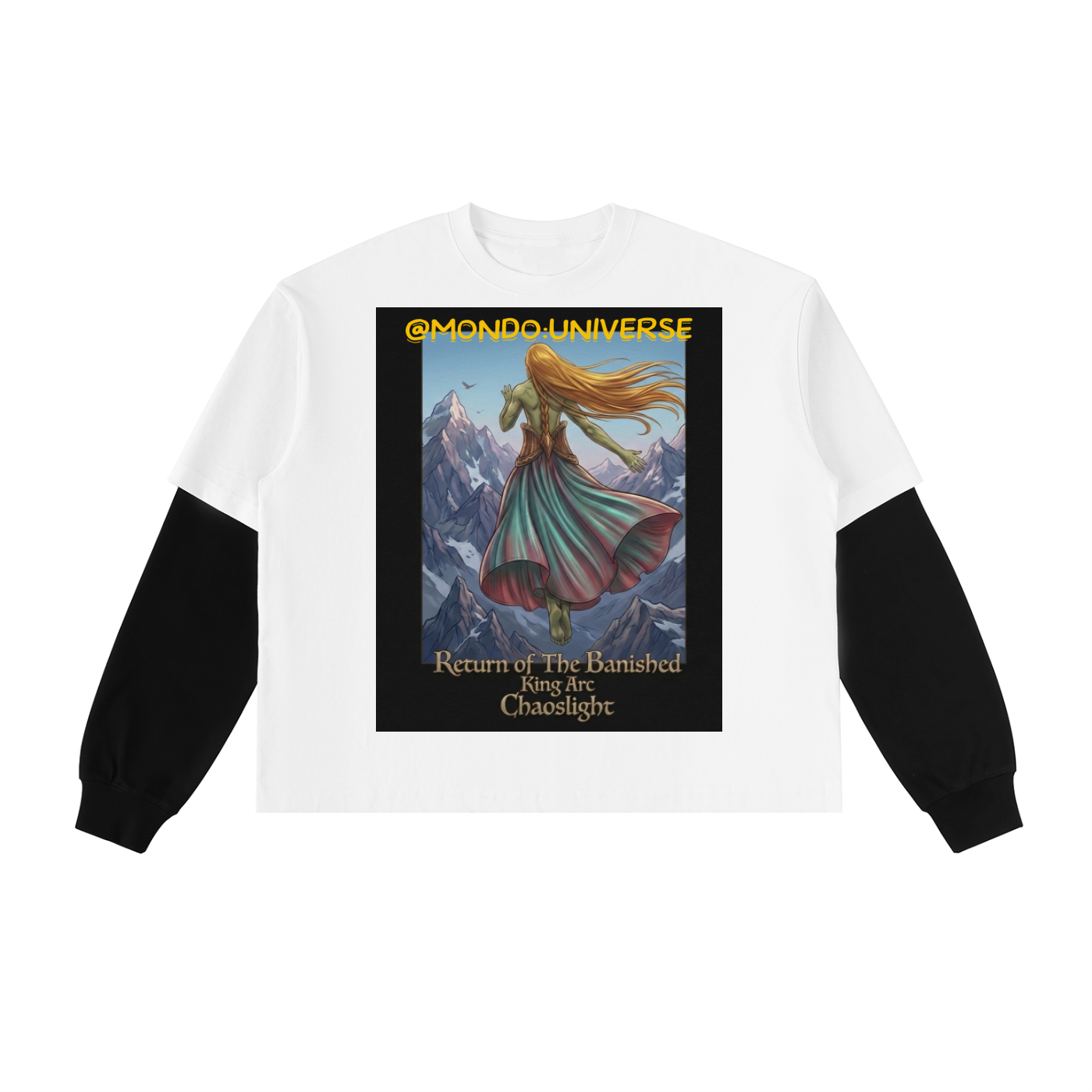 Layered Contrast Sleeve Cotton T-Shirt