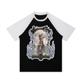 SMOKE GODDESS Contrast Raglan Sleeve Mesh T-Shirt